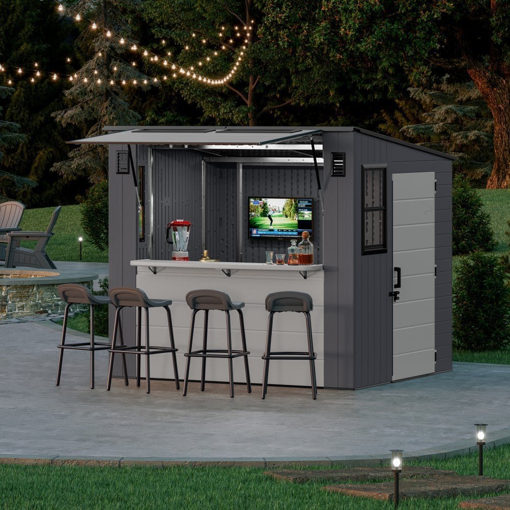 Suncast Cabana Entertainment Plastic Shed 2.4m x 2.1m Cool Grey