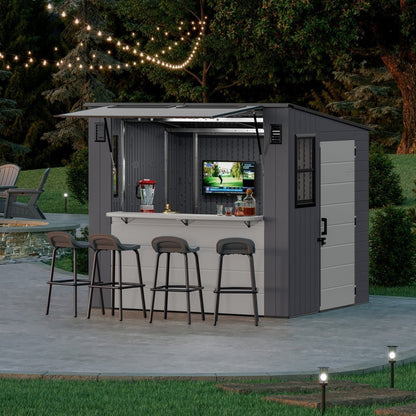 Suncast Cabana Entertainment Plastic Shed 2.4m x 2.1m Cool Grey