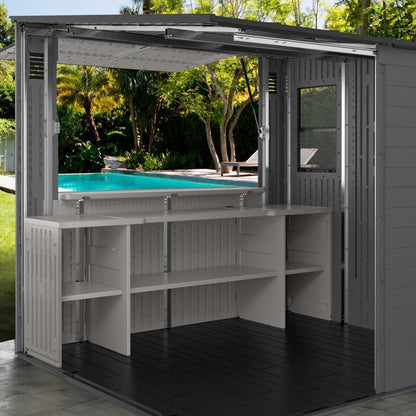 Suncast Cabana Entertainment Plastic Shed 2.4m x 2.1m Cool Grey