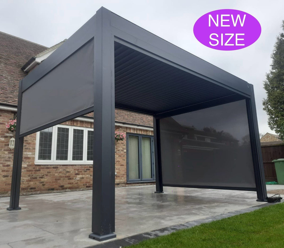 NOVA TITAN Rectangular Aluminium Louvered Pergola 4m x 3.6m Grey