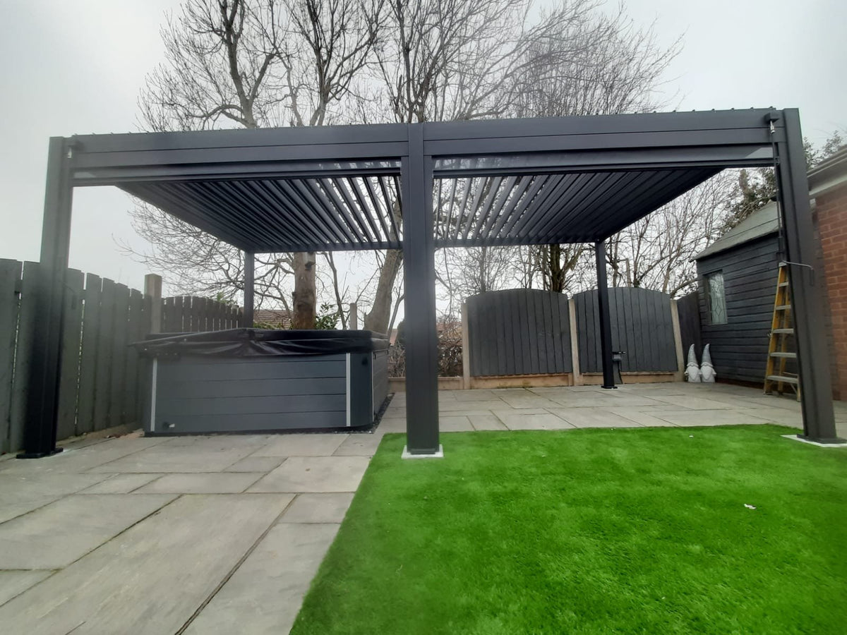 NOVA TITAN Rectangular Aluminium Louvered Pergola 6m x 3m Grey