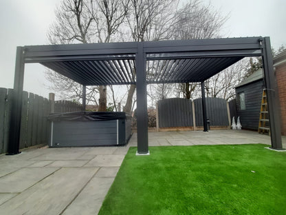 NOVA TITAN Rectangular Aluminium Louvered Pergola 6m x 3m Grey