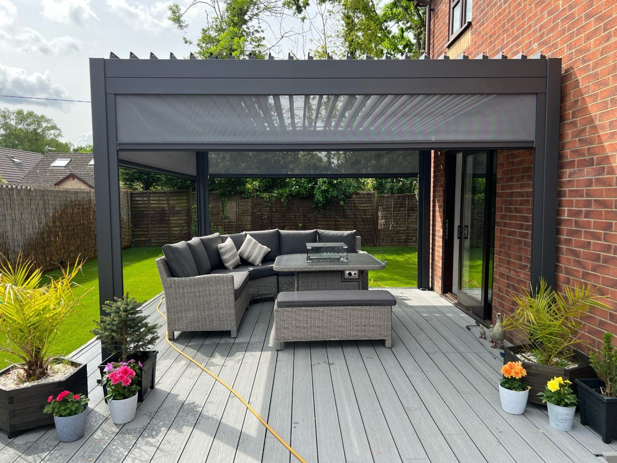NOVA TITAN Rectangular Aluminium Louvered Pergola 3.6m x 3m Grey