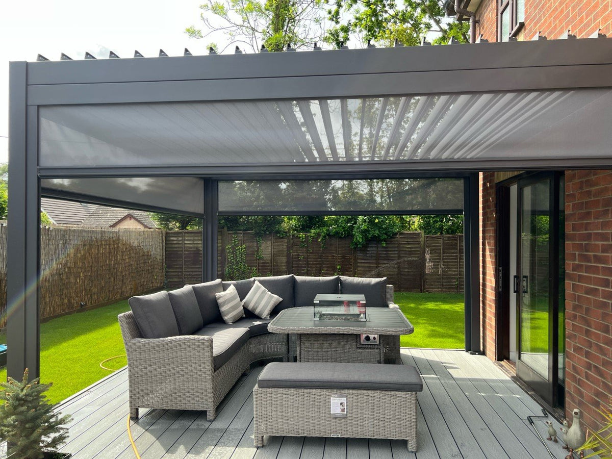 NOVA TITAN Rectangular Aluminium Louvered Pergola 3.6m x 3m Grey
